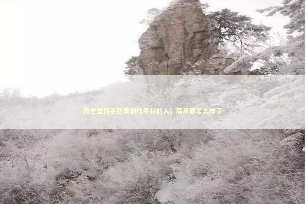 那些坚持不登录创作平台的人，后来都怎么样了 文化旅游